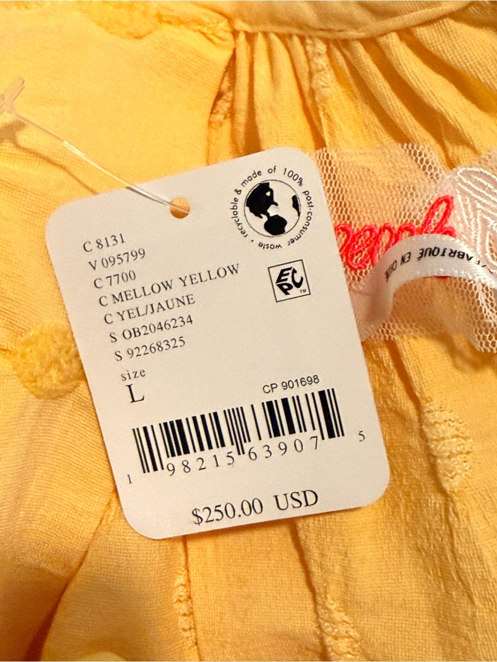 Free People NWT Primmy Textured Triangle Midi Dress Butter Yellow Boho XL - Picture 14 of 16